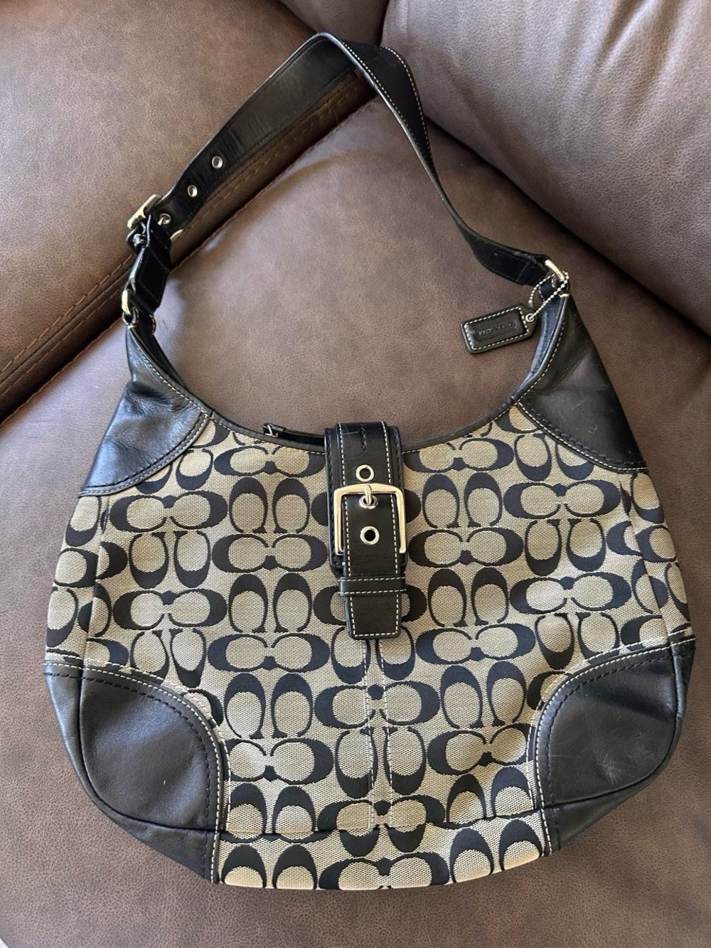 Coach Hampton Signature Canvas Hobo Bag